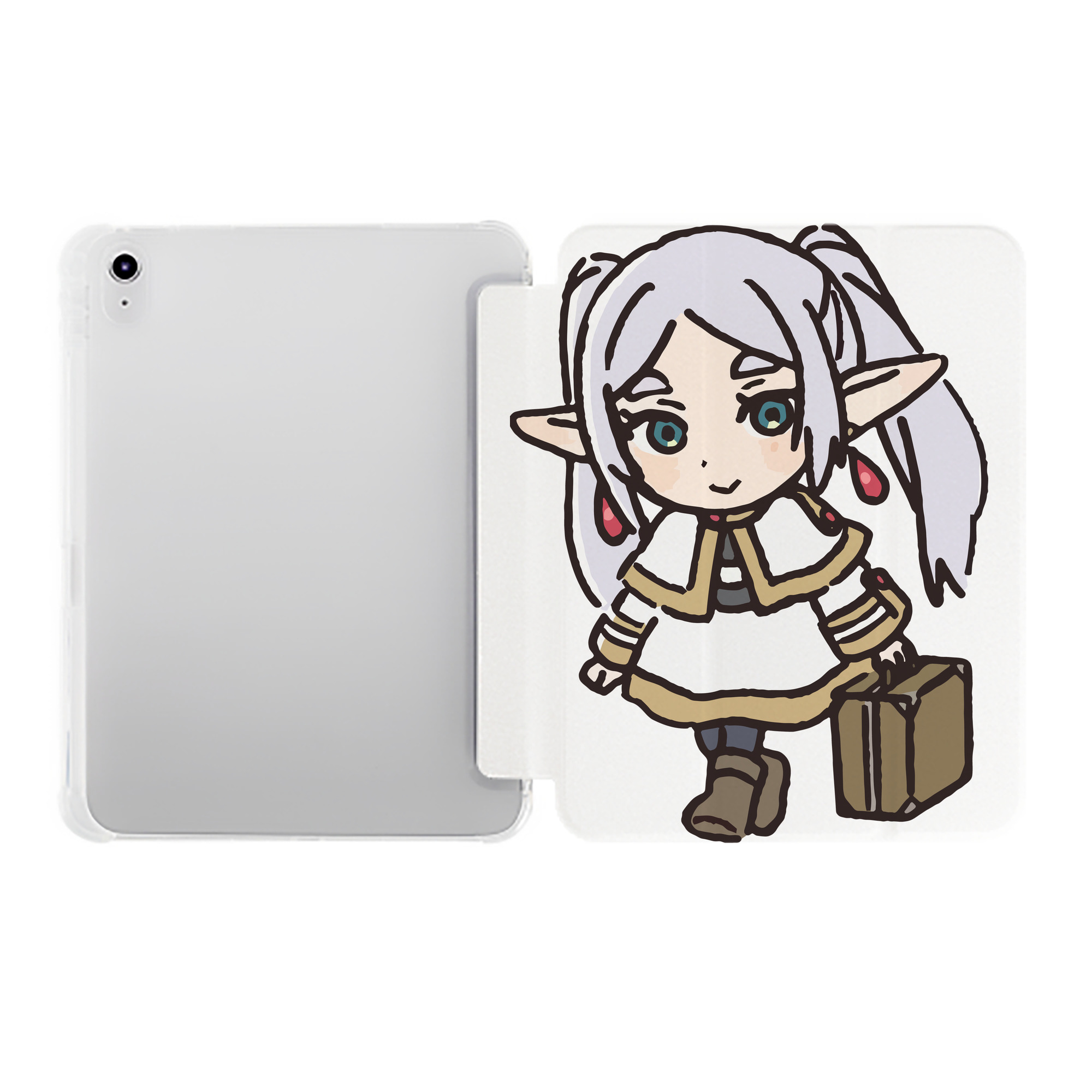 （画像用） 葬送のフリーレン Frieren IPad ケース ペン収納付き 三つ折りスタンド PUレザー×シリコン 対応機種9.5/10.5/10.9インチ